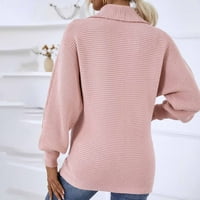Anuirheih pletene džempere za žene novo odijelo ovratnik pletene džemper pulover fenjer dugih rukava