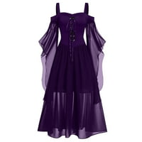 Corashan ženske haljine žene plus veličina hladnog ramena leptir rukava čipka za Halloween Gotic haljina