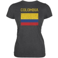 Svjetski kup uznemirena zastava Kolumbija Dark Heather Juniors Meka majica - X-Veliki