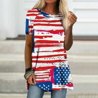 Ljetni vrhovi za žene 4. srpnja USA zastava za zastavu Bluza Patriotic Star Striped Striped Slim ugrađen