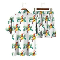 Pyju MENS Hawaian Outfits kratki rukav gumb Up boho košulje za košulje Dizalice Prozračne kratke hlače