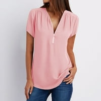 Košulje za žene Grafički teženi Ležerne prilike V izrez patentni zatvarač Labava bluza Tee Žene vrhovi