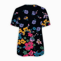 Dyegold ljetni vrhovi za žene, plus veličine Bluze za žene cvjetni print patentni zatvarač na vrhu tee