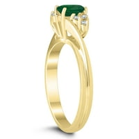 Ženski 6x smaragdni i dijamantski prsten za okretanje u 10k žutom zlatu