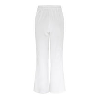 Žene Modni puni ubojni džepovi širokih pantalona za noge odijelo White XXL