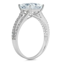 2. CT briljantna princeza Clear Simulirani dijamant 18k bijeli zlatni pasijans sa Accentima prsten sz
