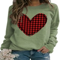 Colisha Women majica dugih rukava dukserica za srce pulover casual sportske zrno zrnca maslina zelena