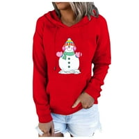 Sayhi ženska pulover duksela duksela Ležerna dukserica dugih rukava Božićni snjegović tiskani dugačak