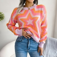 Prevelizirani džemperi za žene dugih rukava džemper pletiva čvrsto print narančasta L