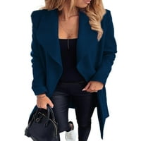 NOLLA Ženska odjeća Čvrsta boja jakna rever ovratnik kaput dame odijelo na dugih rukava mornarsko plavo