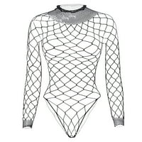Pimfylm Fishnet Bodysuit Snap Crotch Teddy donje rublje za žene oblikovanje-prebacivanje bodi rublje