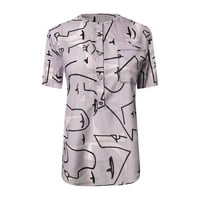 Knosfene bluze kratkih rukava za žene ljeto gumb niz Henley tops labavi fit grafički casual majice xl
