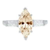2. CT sjajan markiza Cleani simulirani dijamant 18k bijeli zlato Tromjenski prsten s 7,5
