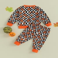 Nituyy Toddler Boy Halloween Odeća bundeve i datorne ploče Print dugih rukava Pulover elastične struke
