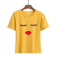 Košulje za žene modne žene casual kratkih rukava Oči tiskane dame bluza majica vrhovi žuto l