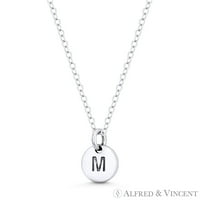 Početno slovo M ugraviran privjesak i ogrlica od privjeske i lanca u krugu od 11x u. Srebrna srebra