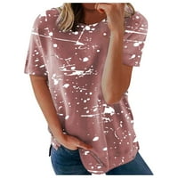 -Hirts za žene O-izret casual kratkih rukava cvjetni tisak boja podudarajući košulje Top bluze top bluza