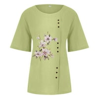 Ljetne bluze za žene za slobodno vrijeme kratkih rukava okrugli izrez majice zelena 4xl