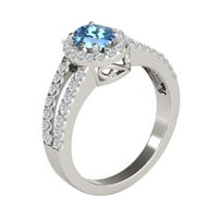 Mauli dragulji za žene 1. Carat Diamond i ovalni oblikovani plavi Topaz prsten 4-prong 10k bijelo zlato