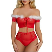 Cosplay donje rublje komforan božićni kostim seksi plus veličine perje grudnjak i gaćica za žene crvene