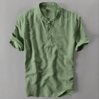 Muška modna casual ljeta Ispis Basic kratkih rukava Henley majice zelena m