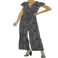 Ženska verzija širokog noga V izrez kratkim rukavima sa cvjetnim uzorkom, ljetna odjeća