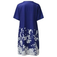 Midi haljine za žene o vratu kratki rukav Ležerne suknje Džepne suknje cvjetno print midi Shift haljina