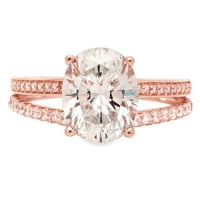 3. CT ovalni rez originalni kultivirani dijamant VS1-VS G-H 14K Rose Gold Obećaj vjenčanja Izjava o venčanju Dizajnerska prstena 3,5