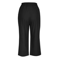 Gathrrgyp Capri pantalone plus veličina za žene, modne ženske ležerne koželjene boje elastične labave