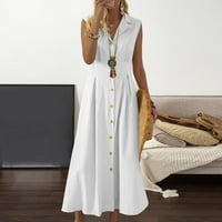 Ženska modna ljeta Linijska haljina Ležerne prilike bez rukava rukavice Srednja duljina haljina s ljuljačkama