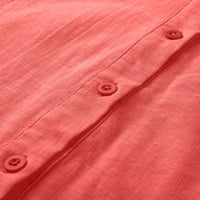 Ženski vrhovi majica kratkih rukava Tunic vrhovi čvrste boje V CAT DRECT Dugme Relapožena fit bluza