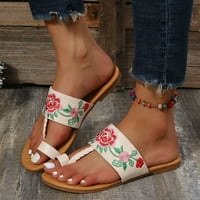 Savjetni ravni peep toe sandale za žene modne ljetne žene sandale ravni lagani cvijetni vez etnički