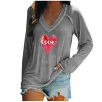 LANHUI Žene Ležerni slobodni zaljubljeni Ispisuje pulover bluza sa punim rukavima