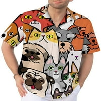 Psi i mačka za muškarce Retro Big i visoki gumb dolje majice Casual Aloha majice kratkih rukava