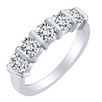 Carat Okrugli bijeli prirodni dijamant Five Pet kameni vječni vjenčani prsten za vjenčanje u 10K čvrstog