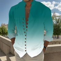 Košulje za muškarce Muške kuće za odmor u slobodno vrijeme Labavi gumb sa ovratnik tiskana majica dugih rukava Top bluza za muškarce