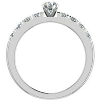 Zaručni prstenovi za žene - okrugla sjajna 18k bijelo zlato 1. CT Gia certifikat