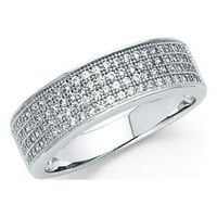 Čvrsti sterling srebrni prsten za prsten set kubičnih cirkonija CZ Ženska godišnjica svadbene trake veličine 7.5