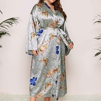 Clearsance Plus pidžama za ženu Modni tiskani s dugim rukavima prevelizirana noćna ruba labava vrhova