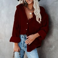 Kiplyki ponude ženski džemperi Jeseni dame corduroy tipka s dugim rukavima labava podstavljena majica