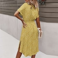 Clearsance Ljetne haljine za žene kratki rukav A-linijska dužina gležnja modni odmor tiskani V-izrez