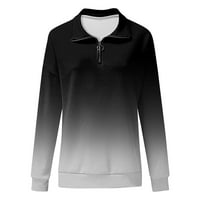 GDFUN Ženski kauzalni zip pulover dugih rukava ovratnik Dukseri gradijent Ispiši Active odjeću Jakna za trčanje - duksevi za žene