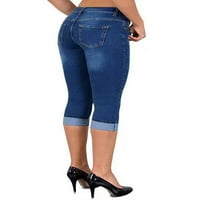 Paille žene Capris visoke struce Capri traperice traperice traper hlače modne ljetne pantalone plave