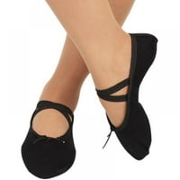Xmarks Ženska platna baletske papuče Vežbaju jogu ravne cipele Split trbuh cipele crna 2.5