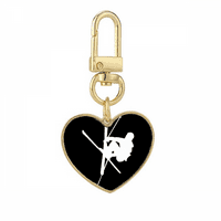 Skateboarding Black Sport Outline Gold Heart Cleanchain Metalni držač za ključeve