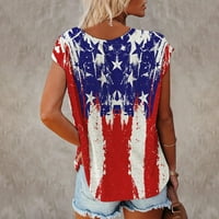 Žene 4. jula Dan nezavisnosti Popularna američka zastava Štampana majica kratki rukav V-izrez Zastava