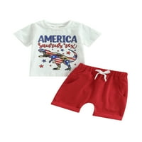 4. jula dječak odijelo dinosaur Američka zastava Majica kratkih rukava kratkim kratkim kratkim hlačama