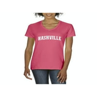 MMF - Ženska majica V-izrez kratki rukav, do žena Veličina 3XL - Zastava Nashville Tennessee