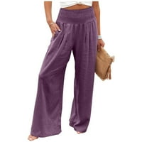 Poslovne casual pantalone elastične hlače široke noge za žene plus sire labave radne pantalone za žene