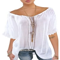 Ležerni vrhovi za žene šivanje čipke Crochet V majica izreza od ramena ljetna bluza s-xxxxxl
